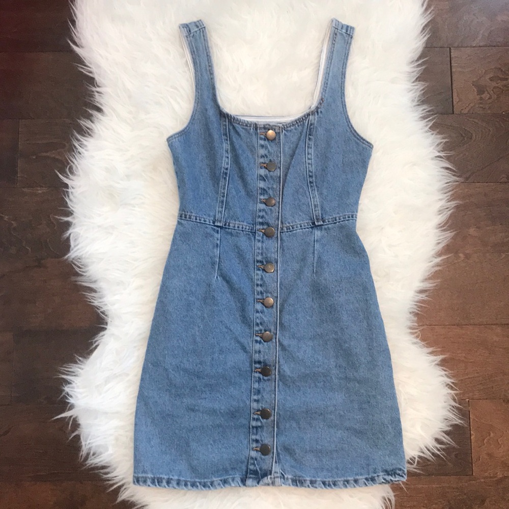 urban outfitters button front denim dress